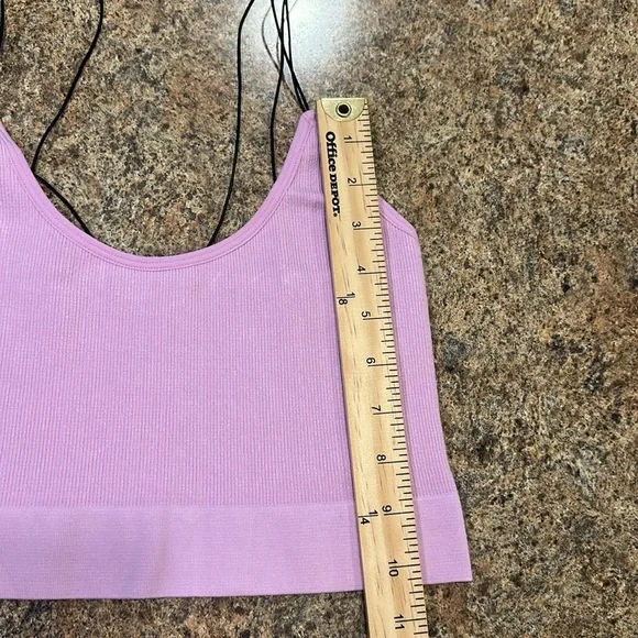 By Together Alani Ribbed Brami Lilac Scoop Neckline Cropped Womens Size M/L - Picture 9 of 12
